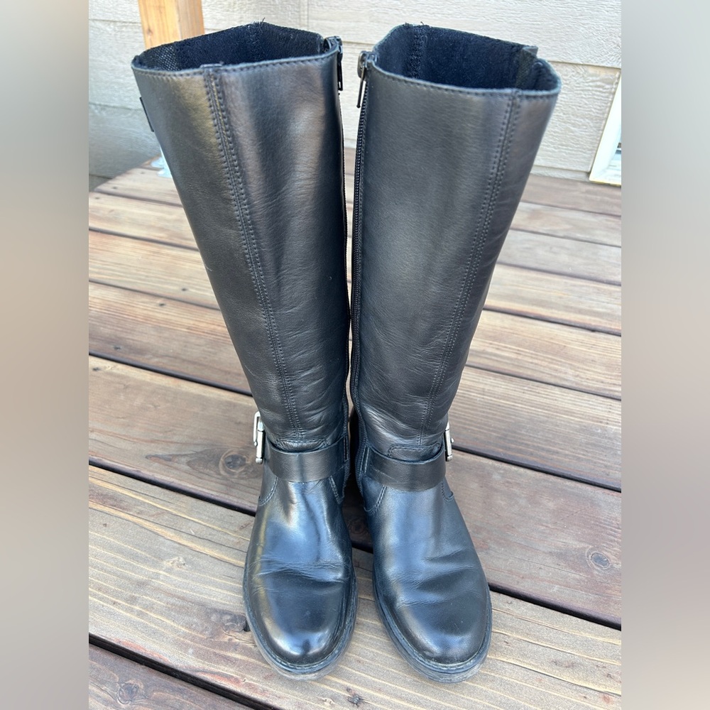 Black Leather Knee-High Boots